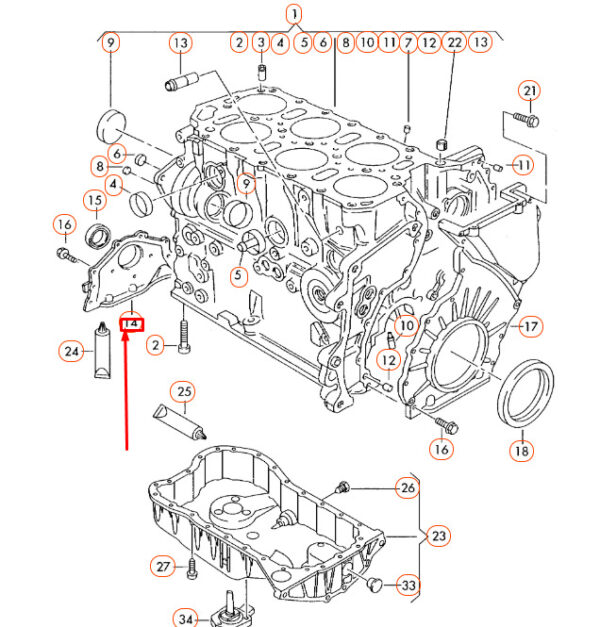 022103151D - NEW AUDI A3 8P FRONT CRANKSHAFT SEAL FLANGES 022103151D ORIGINAL