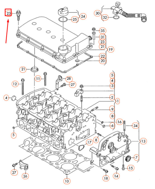 022103831B - NEW AUDI A3 8P ENGINE CYLINDER HEAD COVER HEX SCREW 022103831B ORIGINAL
