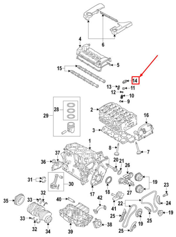 022109417E - NEW AUDI Q7 4L ENGINE ROLLER ROCKER ARM 022109417E ORIGINAL