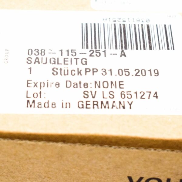 038115251A - Volkswagen Transporter T5 Suction Line 038115251A New Genuine