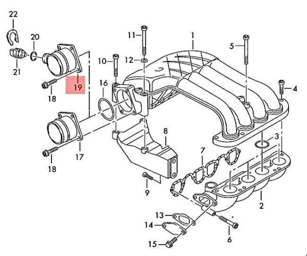038129637M - NEW VW DIESEL-INDUSTRIE-MOTORE 028 069 2X0 CONNECTION PIECE 038129637M ORIGINAL