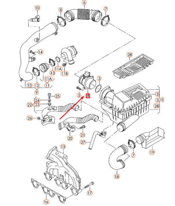 038906461B - NEW AUDI A3 8P AIR MASS METER 038906461B ORIGINAL