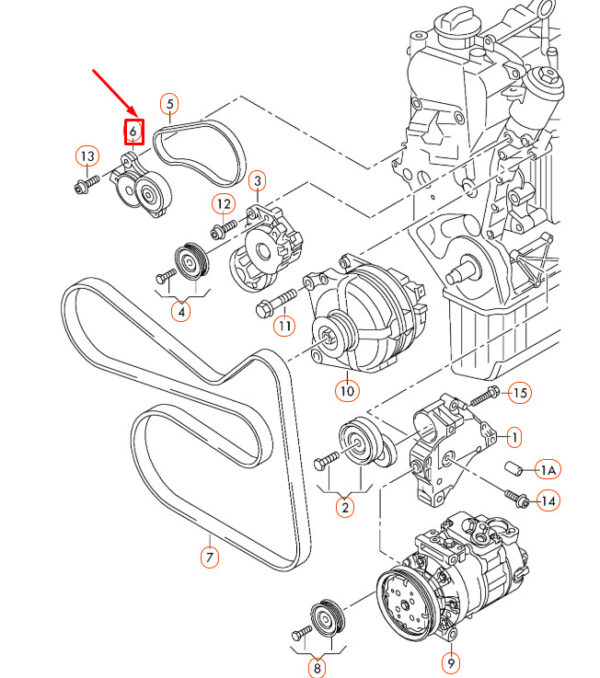 03C145299M - NEW AUDI A1 8X AIR SUPPLY UNIT BELT TENSIONER DAMPER 03C145299M