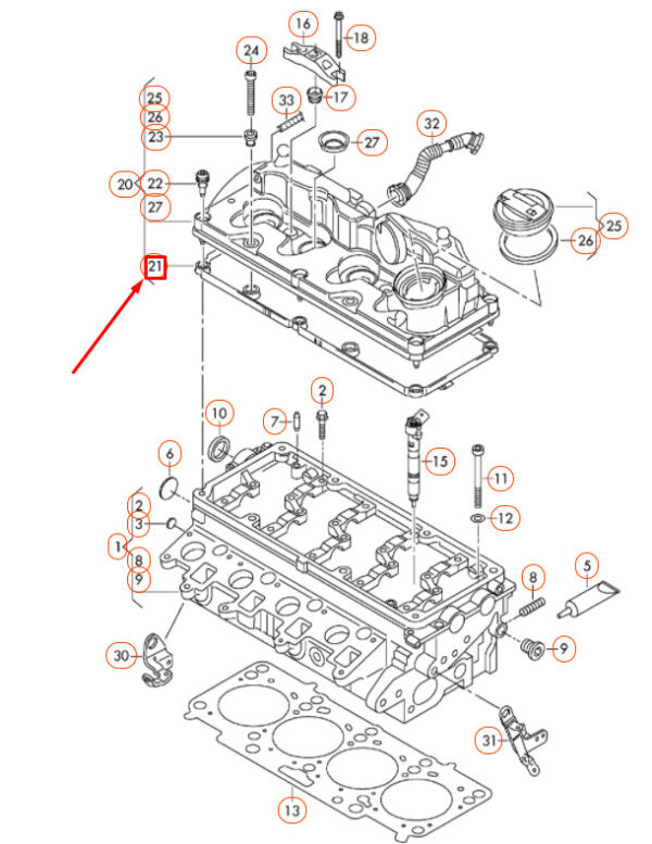 03L103483C - NEW AUDI A1 8X CYLINDER HEAD COVER GASKET 03L103483C ORIGINAL