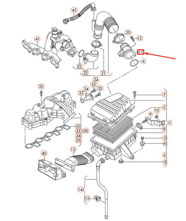 03L906461A - NEW AUDI A1 8X AIR MASS METER SENSOR 03L906461A