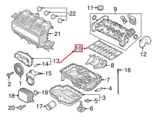 04E103483H - Audi A3 Sportback 8V engine valve cover gasket 04E103483H NEW ORIGINAL