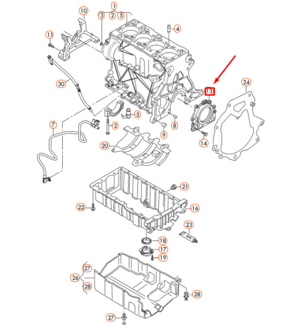 04L103171 - NEW AUDI A1 8X REAR CRANKSHAFT SEALING FLANGE 04L103171 ORIGINAL