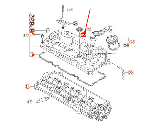 04L103493 - NEW AUDI A1 8X CYLINDER HEAD COVER VENTILATION HOSE 04L103493