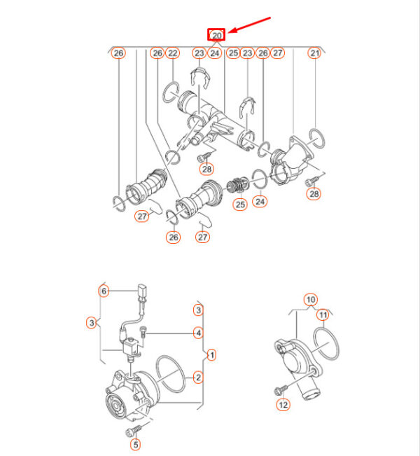 04L121026AH - NEW AUDI A1 8X COOLANT REGULATOR HOUSING 04L121026AH ORIGINAL