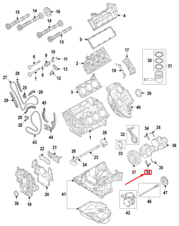 059105591SBLA - Audi Q7 4L lower engine crankshaft bearing 059105591SBLA NEW ORIGINAL