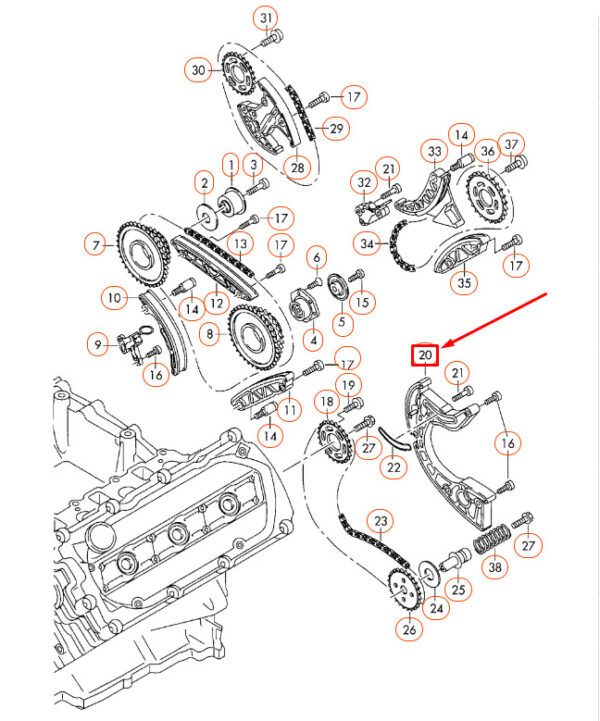 059109507D - NEW AUDI A4 B8 LOWER TIMING CHAIN TENSIONER 059109507D ORIGINAL