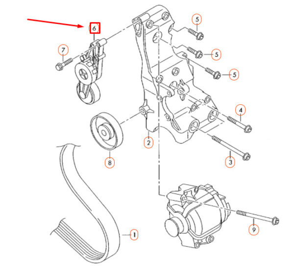 06B903133E - NEW A4 B7 SEAT BELT TENSIONER SHOCK 06B903133E GENUINE