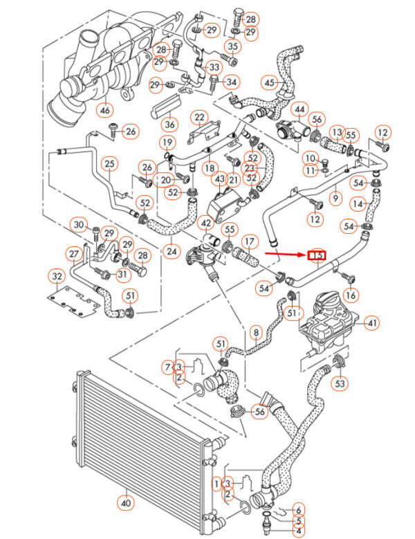 06D121065L - NEW AUDI A4 B7 ENGINE COOLANT PIPE 06D121065L ORIGINAL