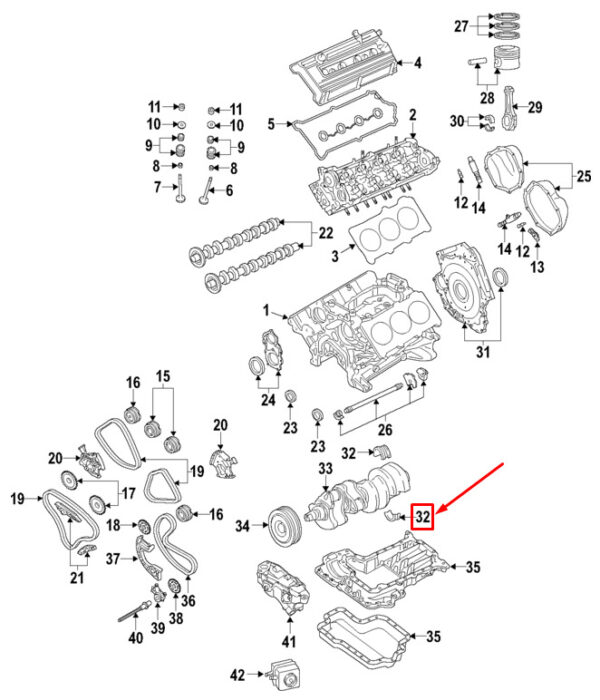 06E105591ACSWA - NEW AUDI A6 AVANT C7 ENGINE LOWER CRANKSHAFT BEARING 06E105591ACSWA ORIGINAL