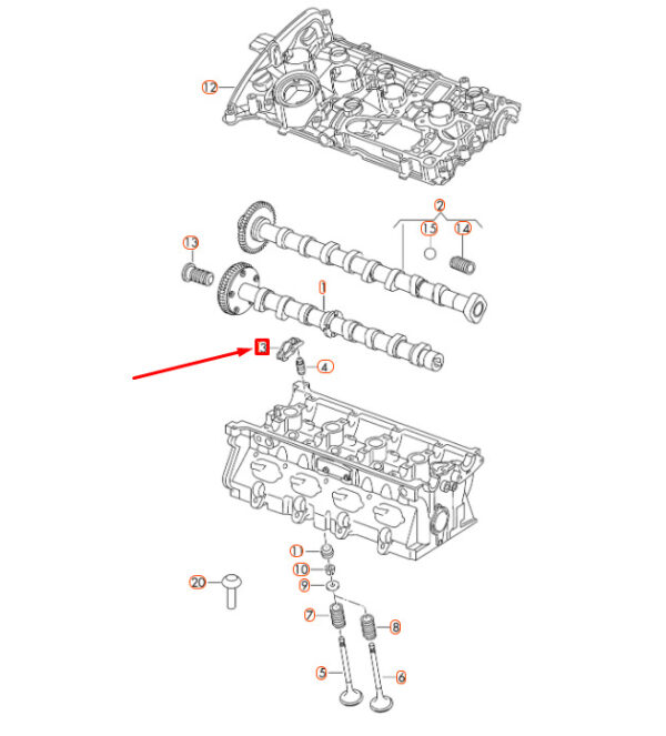 06E109417P - NEW AUDI A3 8P CAM ROLLER ROCKER ARM 06E109417P