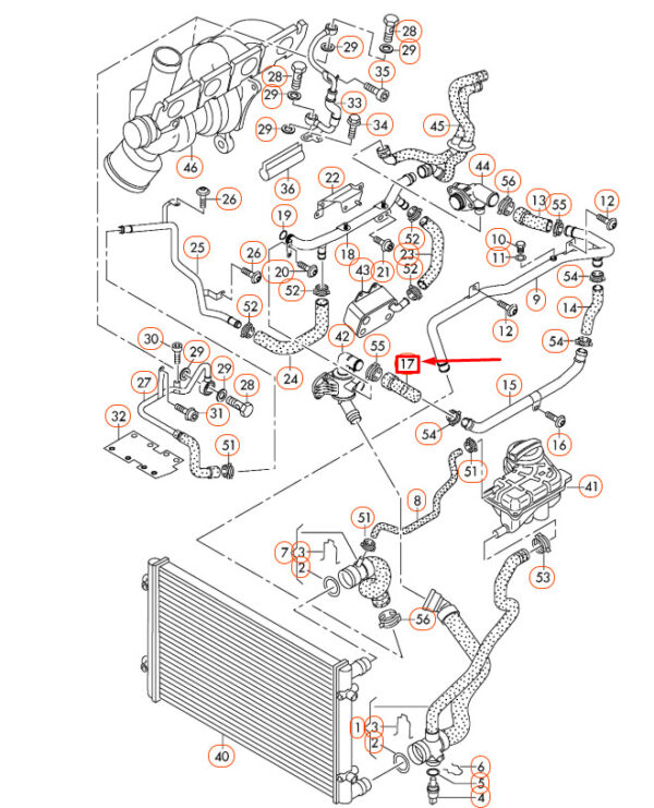 06F121057D - NEW AUDI A4 B7 ENGINE COOLANT HOSE 06F121057D ORIGINAL