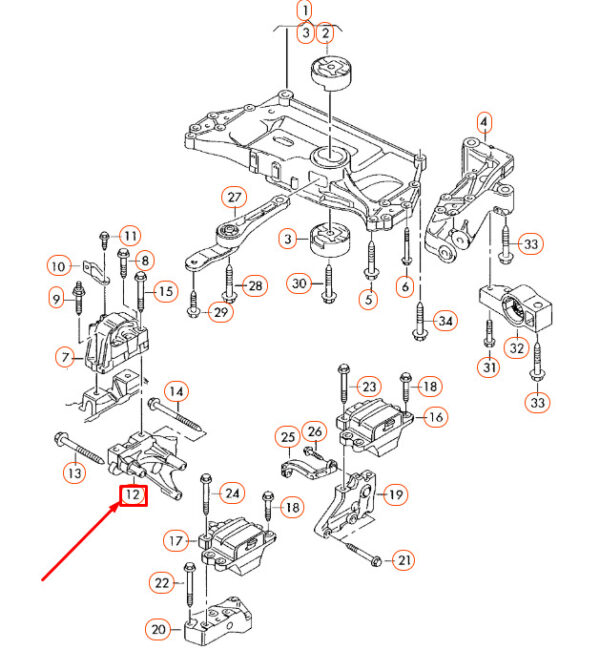 06F199207Q - NEW AUDI A3 8P RIGHT ENGINE SUPPORT 06F199207Q OEM