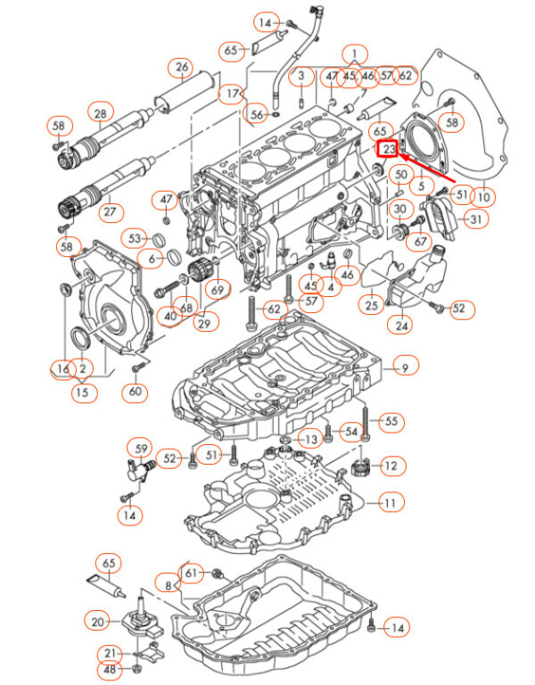 06H103085J - NEW AUDI A3 8P CRANKSHAFT OIL GASKET 06H103085J ORIGINAL