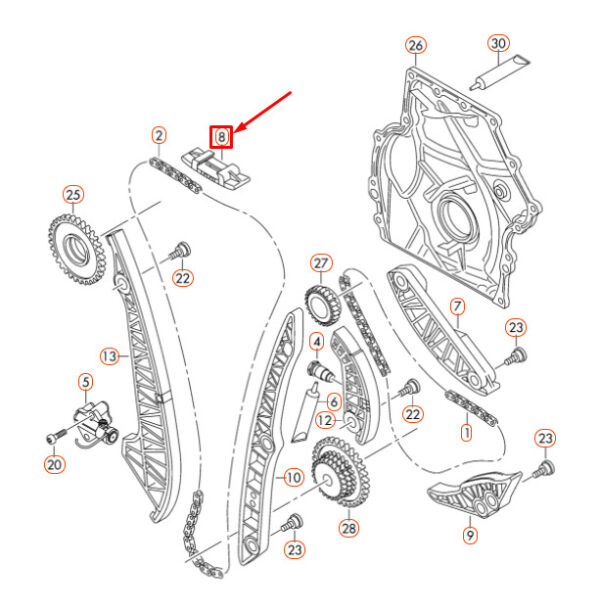 06K109469N - NEW AUDI A1 MK1 UPPER MOTOR TIMING CHAIN RAIL 06K109469N ORIGINAL