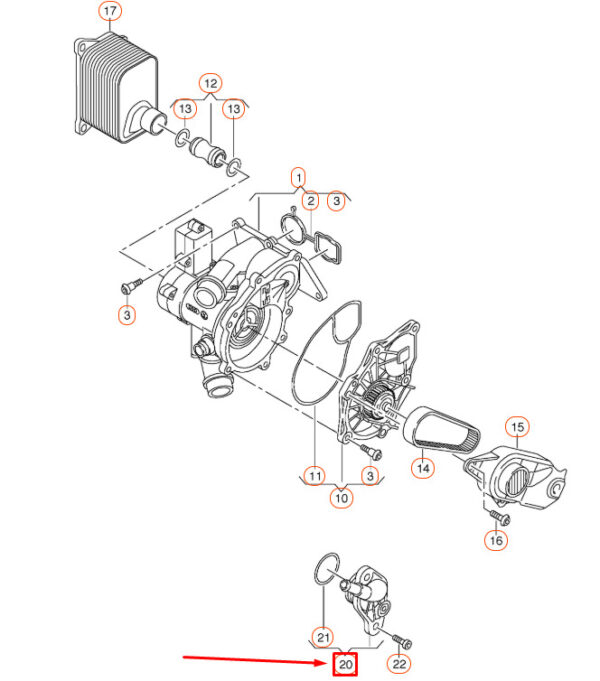 06K121132 - NEW AUDI A1 8X COOLANT PUMP FLANGE WITH SEAL RING 06K121132