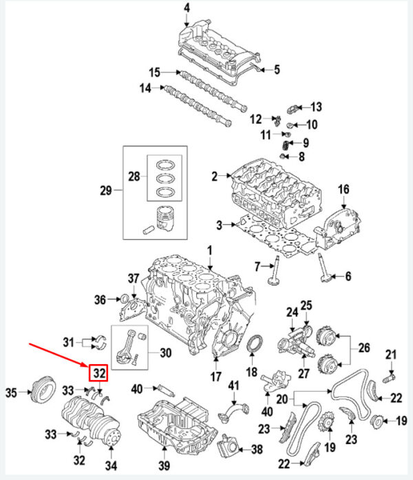 071105591CROT - AUDI Q7 4L LOWER ENGINE CRANKSHAFT BEARING SHELL 071105591ROT NEW GENUINE
