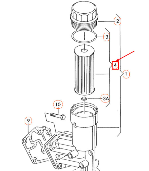 074115562 - NEW AUDI A4 B7 Oil Filter Element with Gasket 074115562 OEM