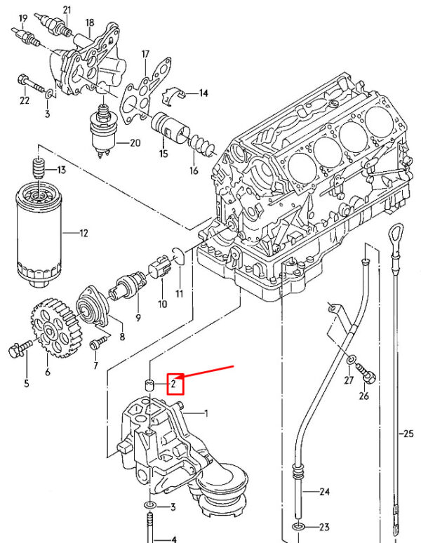 077115143D - AUDI Q5 8R Engine Oil Pump Centre Sleeve 077115143D