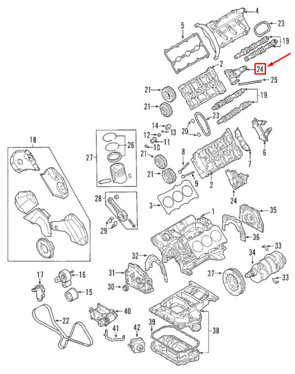 078109087F - NEW AUDI A4 CABRIO 8H LEFT CAM CHAIN TENSIONER CYLINDERS 4-6 078109087F ORIGINAL