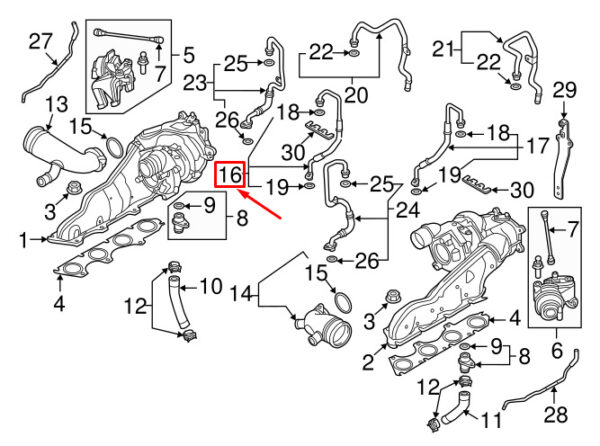 079145140F - NEW AUDI A7 SPORTBACK 4G RIGHT TURBO OIL SUPPLY LINE 079145140F ORIGINAL