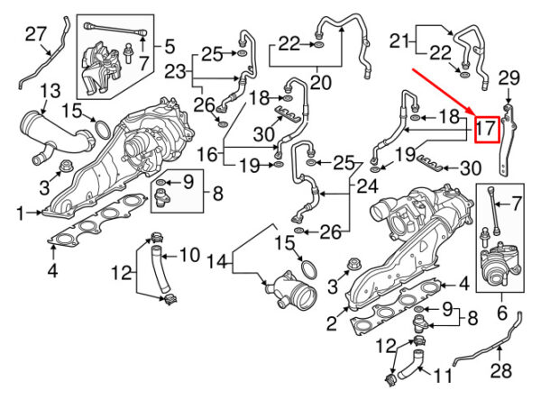 079145141F - NEW AUDI A6 AVANT C7 LEFT TURBO OIL SUPPLY LINE 079145141F ORIGINAL