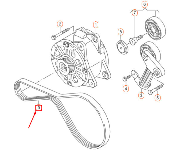 079903137AJ - NEW AUDI A6 C7 ALTERNATING CURRENT GENERATOR DRIVE BELT 079903137AJ ORIGINAL