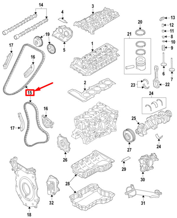 07K109231C - NEW AUDI TT ROADSTER FV UPPER ENGINE CONTROL CHAIN 07K109231C ORIGINAL