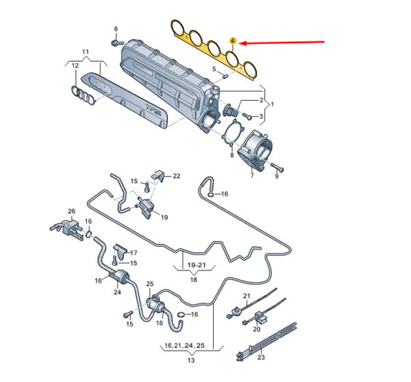 07K133379 - NEW AUDI Q3 RS 8U INLET MANIFOLD SEAL TOP 07K133379 ORIGINAL