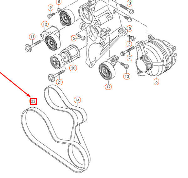 07K145933R - Audi TT RS 8J accessory drive poly V-belt 07K145933R NEW REAL