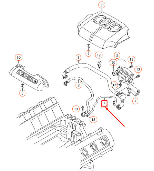 07L103783C - NEW AUDI A6 C6 OIL RETURN LINE 07L103783C ORIGINAL