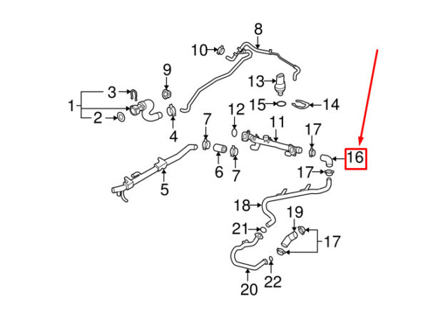 07L121057P - NEW AUDI A6 AVANT C6 REAR LEFT RUBBER COOLING WATER LINE 07L121057P ORIGINAL