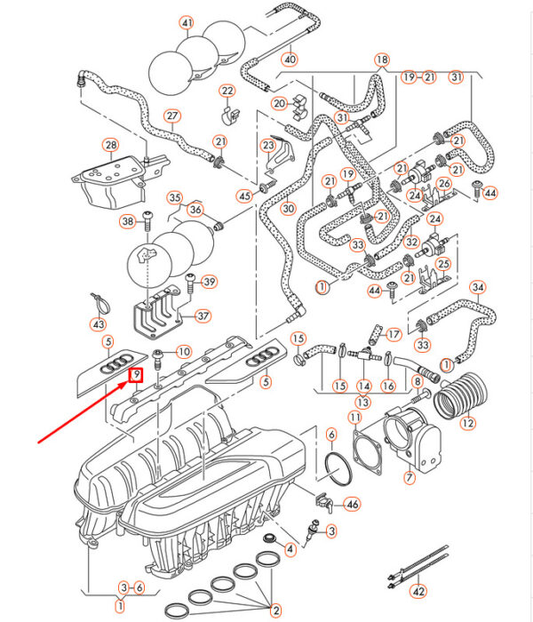 07L133920E - NEW AUDI R8 42 INTAKE CONNECTOR COVER 07L133920E