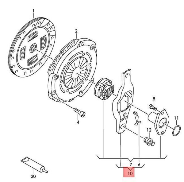 0CT141153C - NEW VW CLUTCH LEVER WITH RELEASE BEARING AND GUIDE SLEEVE 0CT141153C ORIGINAL