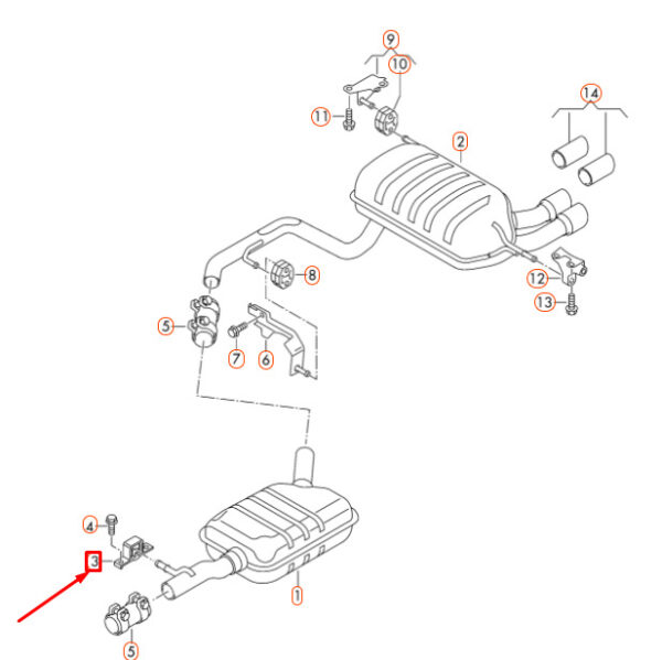 1J0253144G - NEW AUDI Q3 8U EXHAUST SYSTEM HANGING BRACKET 1J0253144G ORIGINAL