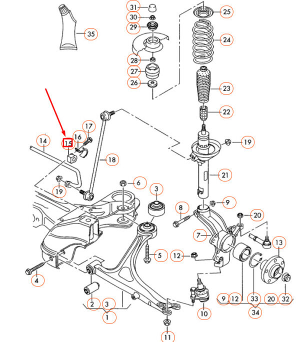 1J0411314T - Audi TT 8N stabilizer rubber jack front 1J0411314T NEW ORIGINAL