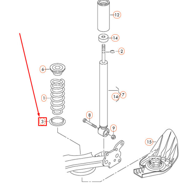 1J0512109 - NEW AUDI A1 8X REAR COIL SPRING LOWER UNDERLAY 1J0512109