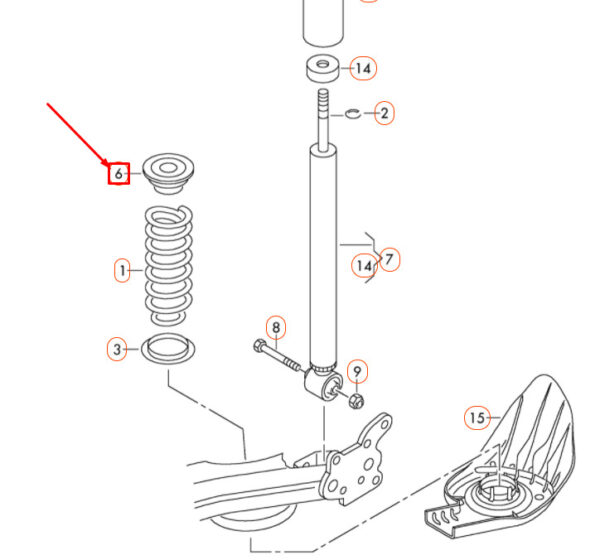 1J0512149B - AUDI A1 MK1 COIL SPRING PAD FOR REAR AXLE UPPER 1J0512149B NEW GENUINE