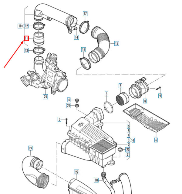 1K0129627C - NEW AUDI A1 MK1 ENGINE AIR INTAKE HOSE FRONT 1K0129627C