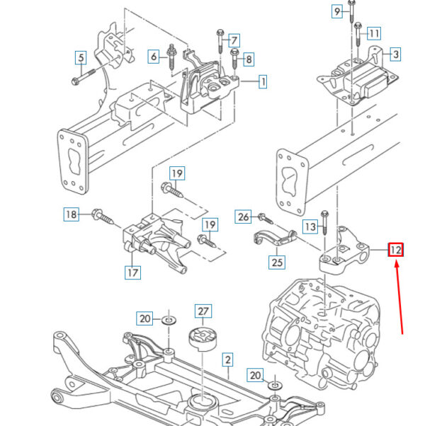 1K0199117CK - NEW AUDI Q2 LEFT GEARBOX MOUNT BRACKET 1K0199117CK ORIGINAL