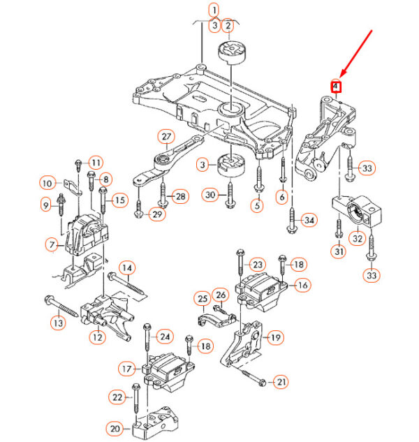 1K0199295E - NEW AUDI A3 8P FRONT SUBFRAME ENGINE MOUNTING LEFT CONSOLE 1K0199295E ORIGINAL