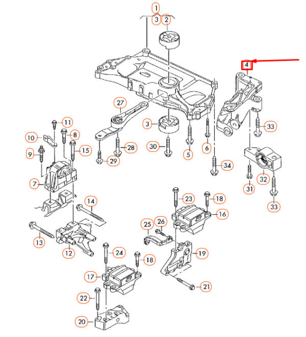 1K0199296J - NEW AUDI A3 8P ENGINE MOUNTING SUBFRAME RIGHT CONSOLE 1K0199296J ORIGINAL