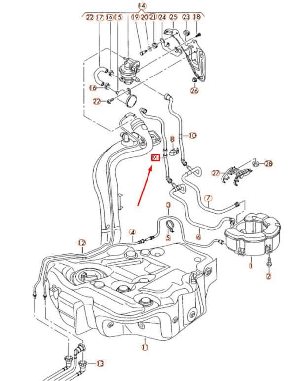 1K0201160AG - NEW AUDI A3 QUATTRO 8P EMISSION SYSTEM BREATHER TUBE 1K0201160AG ORIGINAL