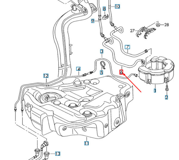 1K0201160AS - NEW AUDI A3 8P CHARCOAL CANISTER BREATHER LINE 1K0201160AS ORIGINAL