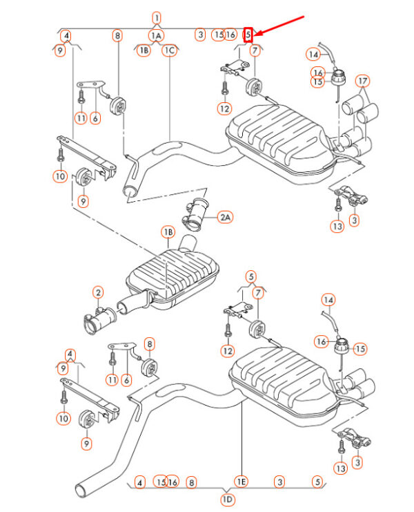 1K0253144AS - NEW AUDI A3 8P REAR EXHAUST SYSTEM BRACKET 1K0253144AS