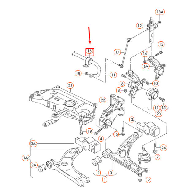 1K0411303AQ - NEW AUDI A3 8P FRONT STABILIZER 1K0411303AQ ORIGINAL
